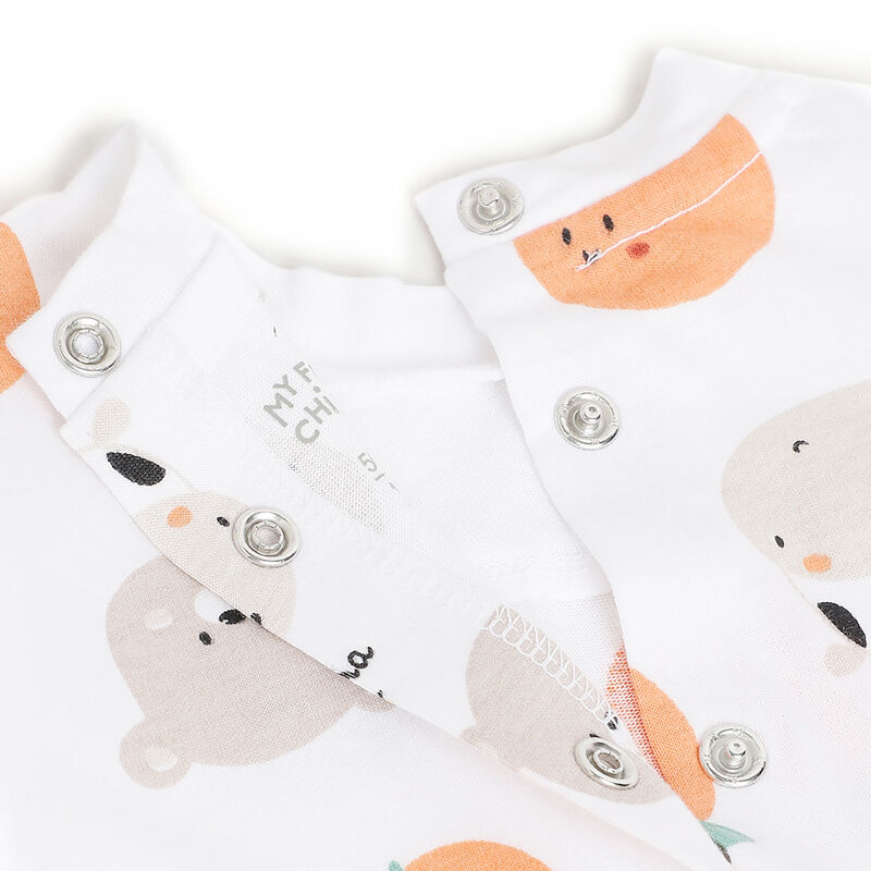 Boys Natural Printed Short Sleeve Rompers image number 4